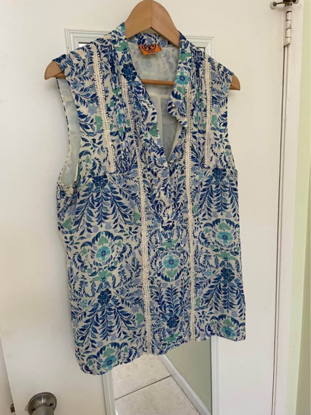 Tory Burch Sleeveless Silk Blouse - size 14